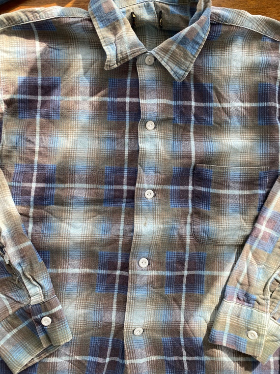1950s Shadow Plaid Flannel Button Up