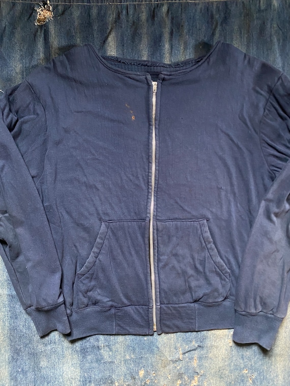 1960s Thermal Lined Zip up Sweatshirt Cotton Sweat 60s 50s True 