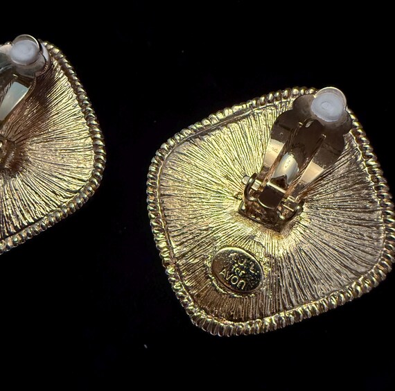 Vintage Avon Blue Jeweled Clip Earrings KJL Kenne… - image 5