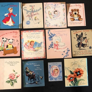 Lote de 12 tarjetas para manualidades surtidas: Felicitaciones por el nuevo bebé, Día de la Madre, Día del Padre, Cumpleaños