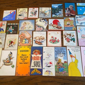 Lot of 29 Vintage Birthday Cards for Crafting-Lot Birthday