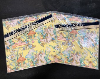 Gift Wrap - All Occasion with Bunnies, Mushrooms, Shoes, Flowers