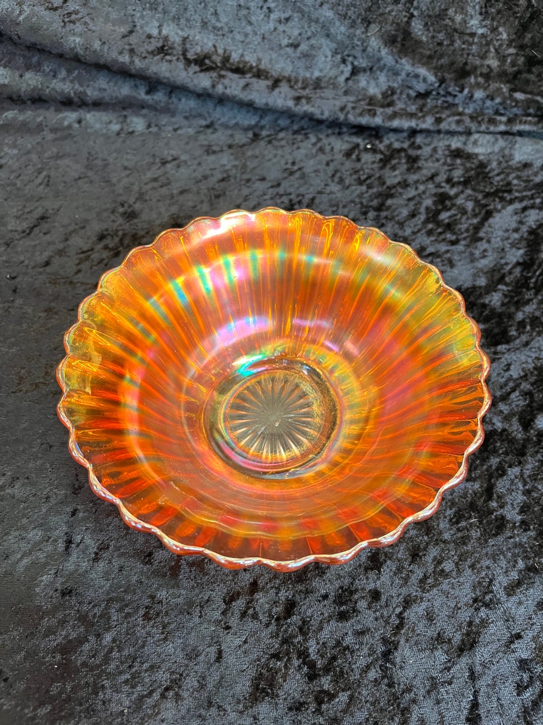 Vintage Marigold Carnival Glass Candy Dish Bowl Etsy