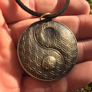 Yin Yang Flower of Life Pendant – Sacred Geometry Jewelry by Melanie Bodnar