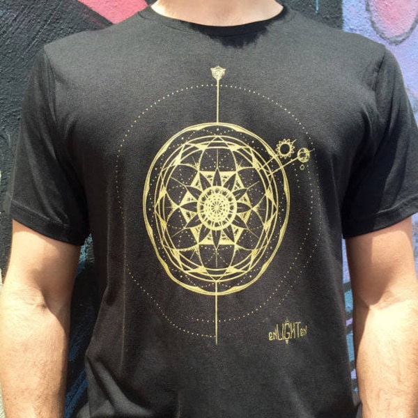 Sacred Geometry Tee Gods Clock, Bamboo And Organic Mens Tee Eco Tee