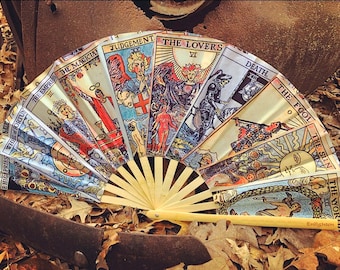 Mystic Tarot Card Hand Fan – Oversized Bamboo Festival Fan