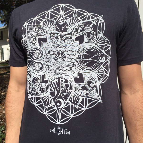 Organic Bamboo Cotton T-Shirt "L.O.T.U.S." – Sacred Geometry Clothing by Enlighten Clothing Co