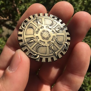Antique Gold Steampunk Style Flower of Life Gear Hat Pin – Sacred Geometry Meets Steampunk Art