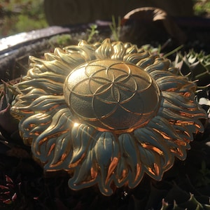 Sacred Geometry Belt Buckle - Sunflower Seed of Life | 18k Gold Plated | Artwork by Melanie Bodnar