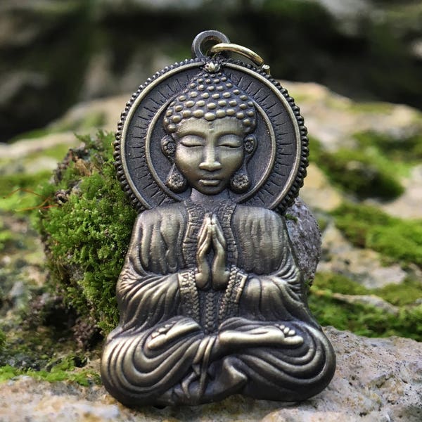 Awaken Sacred Geometry Meditating Buddha Pendant. Original Design By Melanie Bodnar For Enlighten Clothing Co