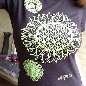 Sunflower Ladies Tee – Original Sacred Geometry Clothing by Enlighten