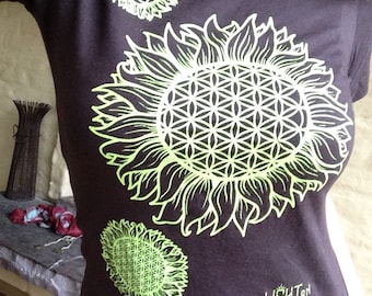 Sunflower Ladies Tee – Original Sacred Geometry Clothing by Enlighten