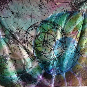 Seed Star, Seed Of Life And Merkaba Tapestry. Original Sacred Geometry Tapestries and Bandanas by Enlighten