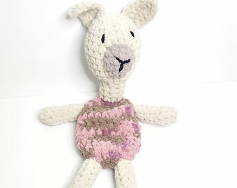 Crochet Lama  Plush Snuggle,  Crochet Animal,  Lama Baby Snuggle Toy,  Amigurumi , Comforter Toy