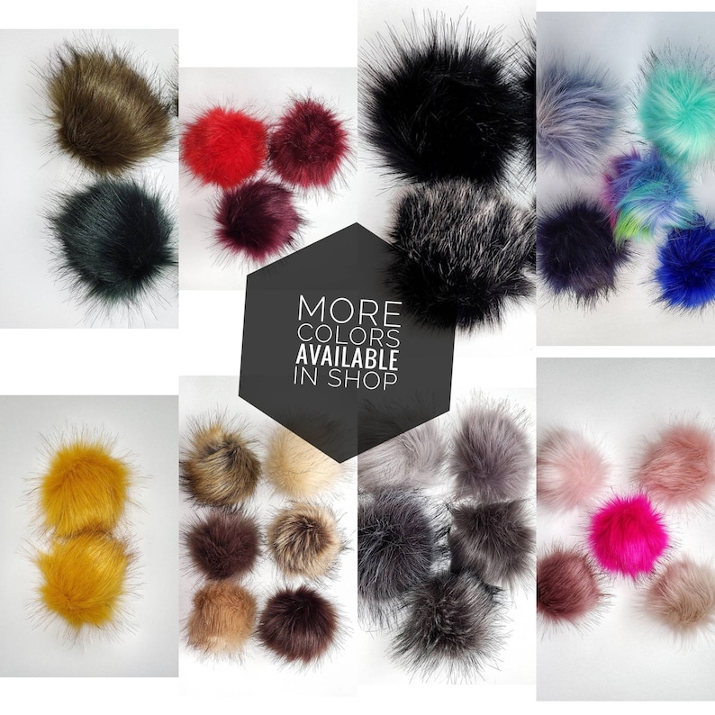 Green faux fur pompom Detectable DIY pompom 3.6inch pom furry accessory Fluffy PomPom with Elastic Loop for Hats Keychain Scarves shoes