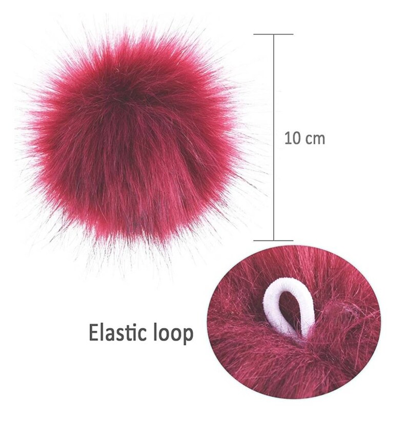 Green faux fur pompom Detectable DIY pompom 3.6inch pom furry accessory Fluffy PomPom with Elastic Loop for Hats Keychain Scarves shoes