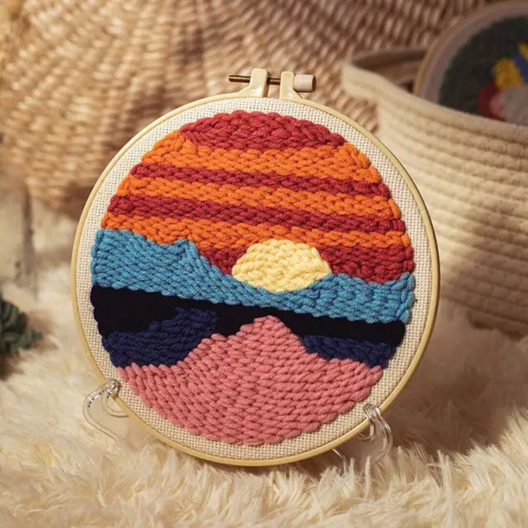 Sun Set Punch Needle Kit Beginner, DIY Punch Needles Start Kit for ...