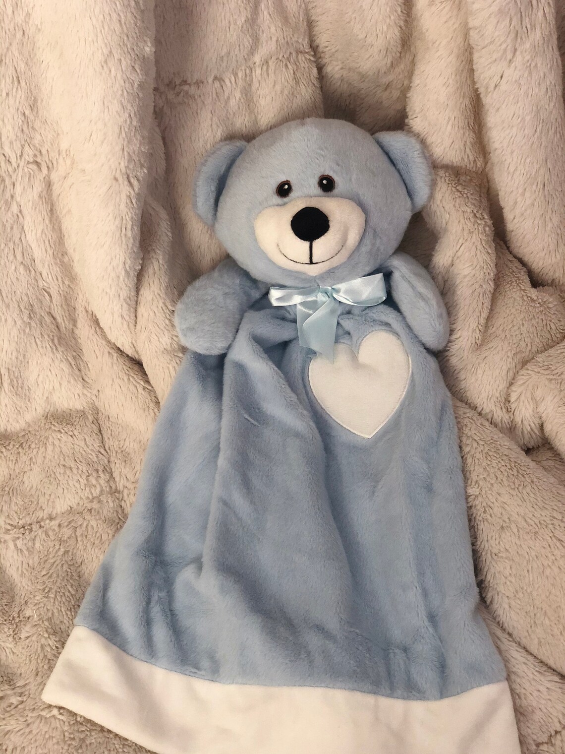 Personalized pink bear Lovey Blanket custom blue bear Etsy