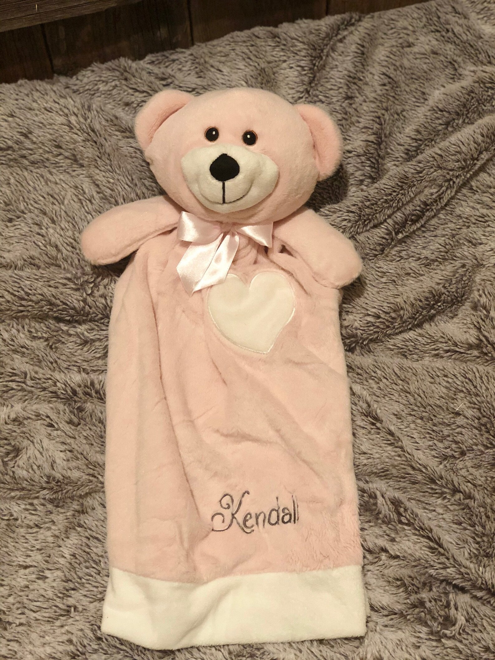 Personalized pink bear Lovey Blanket custom blue bear Etsy