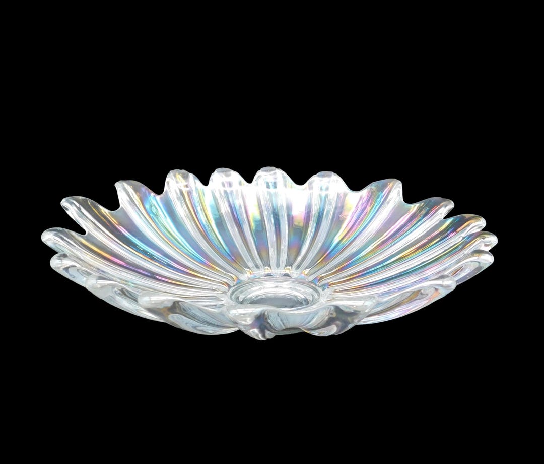 Vintage Iridescent Fluted Glass Bowl, Decorative Dish - Etsy