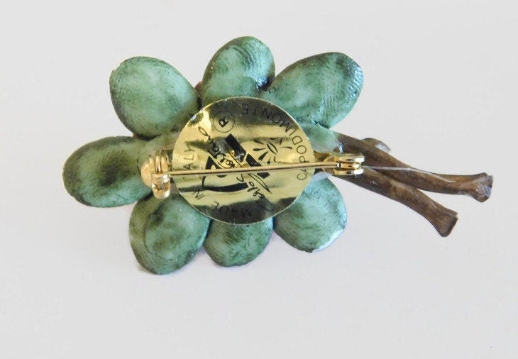 Vintage Capodimonte Porcelain HandPainted Carnation Flower Brooch/Pin