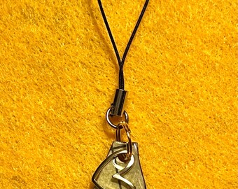 HANDMADE Lime & Pink PHONE CHARM made with Handmade a Upcycled Paper Charm + Mini Gold Heart Charm. One of a Kind Phone Bling!