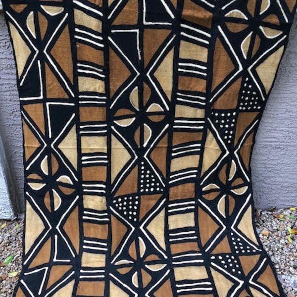 African Mud Cloth Fabric Brown + Black X2 - Graphic X Print - Modern - Boho - 70"x45"