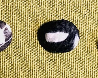 Handmade MARCIA DERSE Fabric Buttons - .59&quot; Round Buttons - SET of 5 - Black & White Prints - Set Number 28
