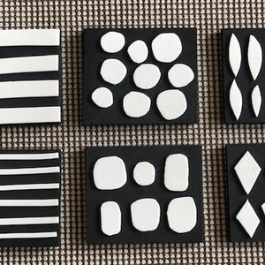 Lot de mini-timbres pour incrustations CRAFT FOAM 1 : lot de 6 motifs. Tampons faits main de manière artisanale pour le scrapbooking, l'impression Gelli, la papeterie Plus !