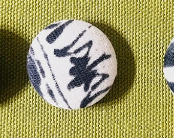 Handmade MARCIA DERSE Fabric Buttons - 1.1&quot; Round Buttons - SET of 3 - Black & White Prints - Set Number 17