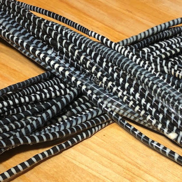 BLACK and WHITE Recycled Flip Flop Rubber Strands for Necklaces - Bracelets - Beads - Boho Bracelets, Friendship Bracelets, Beach Bracelets