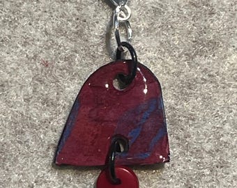 HANDMADE Red Badge Reel Charm.  CHARM DANGLE includes a special Mimi Handmade One of a Kind Upcycled Paper Charm.