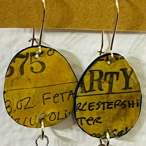 Orecchini pendenti di carta PERSONALIZZATI realizzati con i tuoi documenti personali - CARTA dipinta a MANO - Gioielli di carta leggeri, unici nel loro genere, fatti a mano.