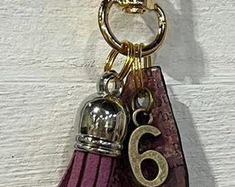 Handmade Small PINK UPCYCLED DANGLE with "Paper Charm" – Purse Keychain Accessory.  One of a Kind Bag Accessory.