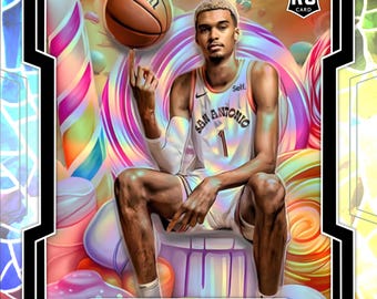 Victor Wembanyama Candyland Prizm Custom Basketball Trading Card – Limited Edition, Rare, Collectible Sports Memorabilia. #1 (Non-Holo_1)