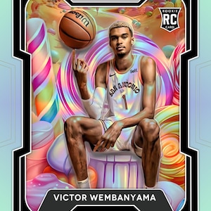Victor Wembanyama Candyland Prizm Custom Basketball Trading Card – Limited Edition, zeldzame sportmemorabilia om te verzamelen. #1 (niet-holo)