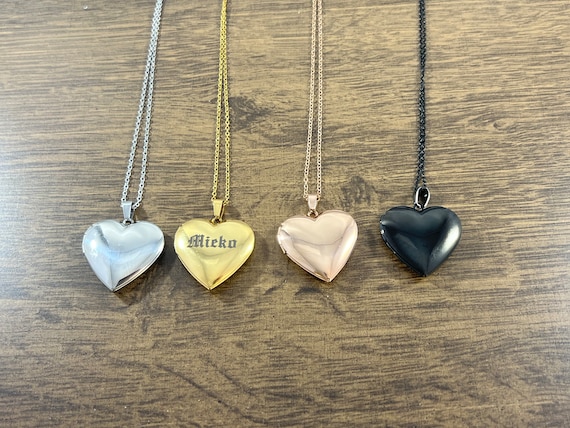 Heart locket necklace with photo and engraving , Stainless Steel locket necklace, Engraved Locket, gift for her, memorial gift