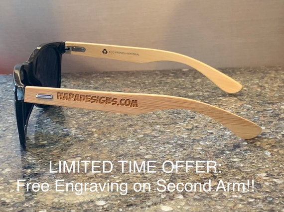 Personalized Bamboo wooden sunglasses sun glasses groomsman groomsmen Father's Day gifts laser engraved