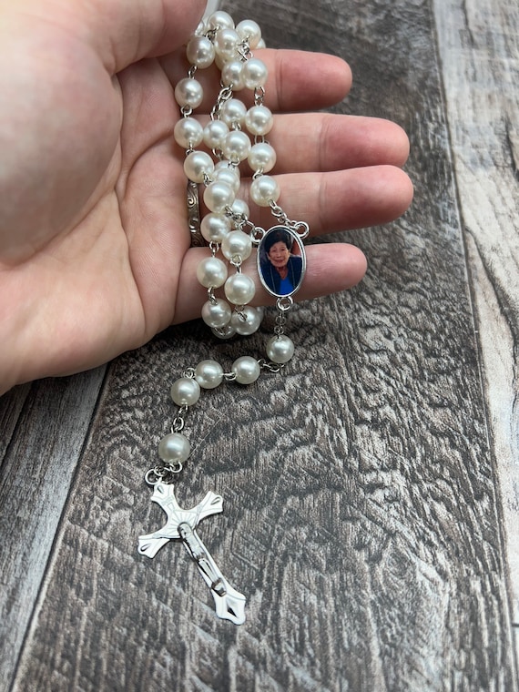 Handheld Photo Rosary Beads - Custom Beads - Memorial Beads - Custom Photo Beads - Prayer Beads - FREE SHIPPING