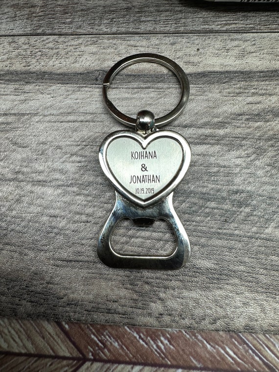 Personalized Quality Heart Shaped Bottle Opener Keychain - Personalize it FREE