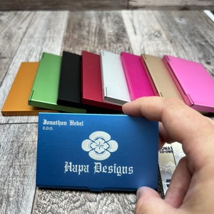 Custom Engraved Stainless Steel Business Card Holder - Free Engraving - Free Personalization