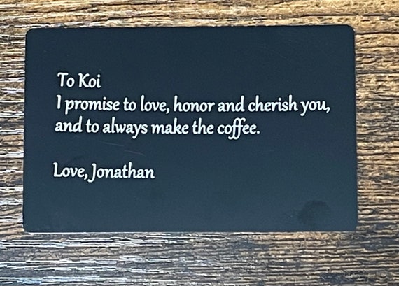 Personalized wallet card, 85x54mm, laser engraved wallet card, message card, wallet card, laser engraved handwriting or choice of font!