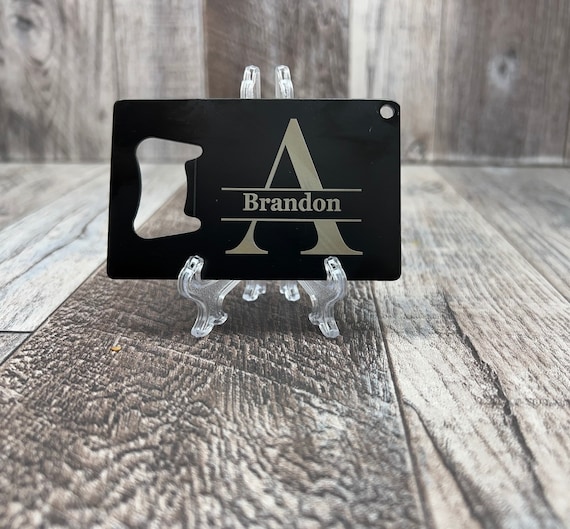 Custom Split Monogram Credit Card Bottle Opener - Wallet Sized Bottle Opener - Metal Beer Bottle Opener - Groomsman Gift - Fathers Day Gift