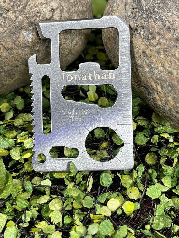Groomsman gift, Personalized Survival Wallet Pocket Tool, Credit Card Size, Wedding Party, Bridal Party, Laser Engraved, Utility Tool