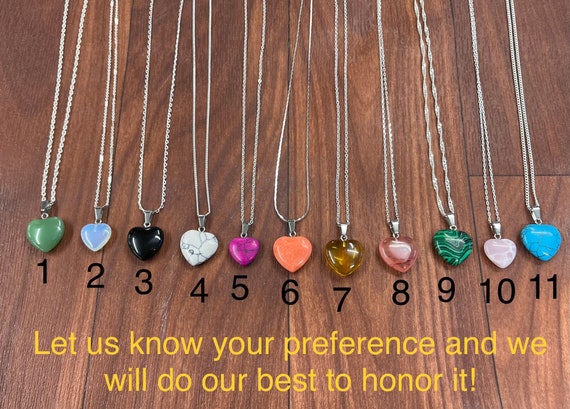 Mystery Heart Stone Pendant Necklace on Free 18" Silver Chain!!