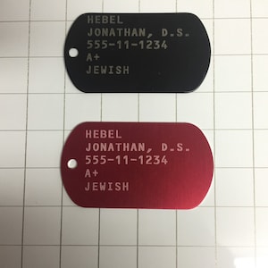 NEW!  Laser Engraved Quality Custom Made Military Dog Tags - Complete Set, not just 1 tag! - Shiny Silver now Available!