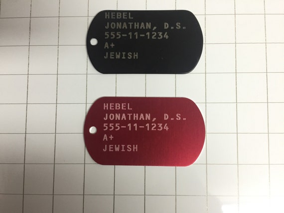 NEW!  Laser Engraved Quality Custom Made Military Dog Tags - Complete Set, not just 1 tag! - Shiny Silver now Available!
