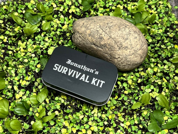 Custom laser engraved metal tin, pocket survival tin, hundreds of uses. Perfect for geocaching, spices, screws,  Free inside engraving!!