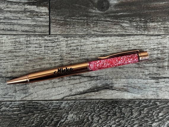 Custom Engraved Metallic Rose Gold Floating Glitter Pen - Custom Made - Personalized - Glitter Pen - Mom - Sister  - Wedding - Flowers