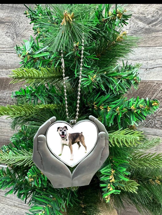Custom Photo Hands Holding Heart  Pewter Ornament - a Great First Christmas Gift - Free Back Engraving!